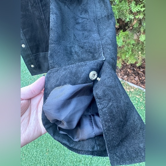 100% Leather Suede Vintage Y2K Valerie Stevens Black Western Jacket Petite - Picture 4 of 8